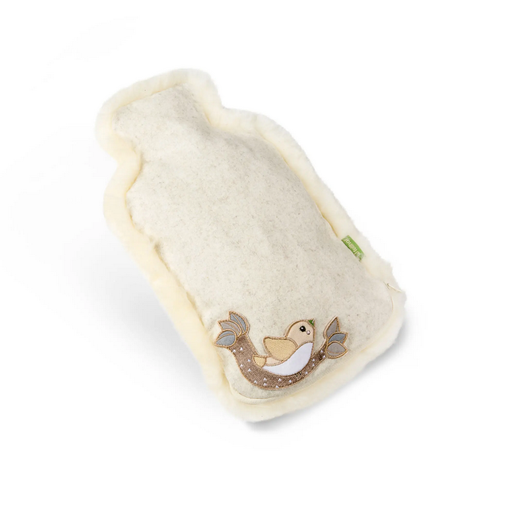 [P0023310] Wärmflasche Grünschnabel mit Lammfellbezug