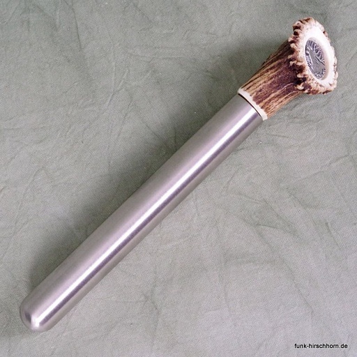 [P0023669-Natur-UNI] Flachmann mit Hirschkrone Münze Edelweiss